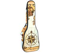 Zaino per ukulele da concerto, resistente custodia per ukulele con custodia, per concerti soprano, ukulele tenore, 10 mm, borsa imbottita con mappa dei pirati, tesoro dell'isola del tesoro