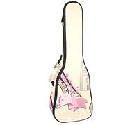 Zaino per ukulele da concerto, resistente custodia per ukulele con custodia, per concerti soprano, ukulele tenore, 10 mm, borsa imbottita vintage retrò Parigi Torre Eiffel