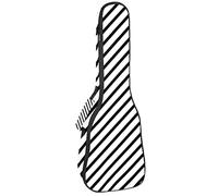Zaino per ukulele da concerto, resistente custodia per ukulele con custodia, per concerti soprano, ukulele tenore, 10 mm, borsa imbottita in twill a righe bianche e nere