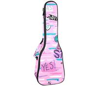 Zaino per ukulele da concerto, resistente custodia per ukulele con custodia, per concerti soprano, ukulele tenore, 10 mm, borsa imbottita, motivo parole rosa