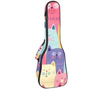 Zaino per ukulele da concerto, resistente custodia per ukulele con custodia, per concerti soprano, ukulele tenore, 10 mm, borsa imbottita Doodle Happy Cats