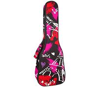 Zaino per ukulele da concerto, resistente custodia per ukulele con custodia, per concerti soprano, ukulele tenore, 10 mm, borsa imbottita Parigi Eiffel Tower Love Lips