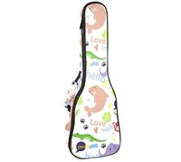 Zaino per ukulele da concerto, resistente custodia per ukulele con custodia, per concerti soprano, ukulele tenore da 10 mm, borsa imbottita per pecore nere, motivo con parole di animali divertenti