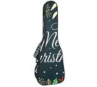 Zaino per ukulele da concerto, resistente custodia per ukulele con custodia, per concerti soprano, ukulele tenore da 10 mm, borsa imbottita nera SheepsMerry Christmas Leaves Deer