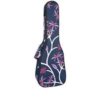 Zaino per ukulele da concerto, resistente custodia per ukulele con custodia, per concerti soprano, ukulele tenore, 10 mm, borsa imbottita per natura, palma tropicale, colore: blu navy