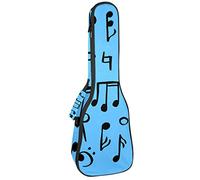 Zaino per ukulele da concerto, resistente custodia per ukulele con custodia, per concerti soprano, ukulele tenore, 10 mm, con note musicali, motivo blu