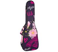 Zaino per ukulele da concerto, resistente custodia per ukulele con custodia, per concerti soprano, ukulele tenore, 10 mm, borsa imbottita Parigi Torre Eiffel floreale