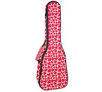 Zaino per ukulele da concerto, resistente custodia per ukulele con custodia, per concerti soprano, ukulele tenore da 10 mm, borsa imbottita con motivo a cuori rosa