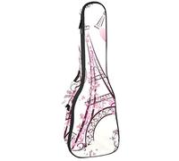 Zaino per ukulele da concerto, resistente custodia per ukulele con custodia, per concerti soprano, ukulele tenore, 10 mm, borsa imbottita Parigi Torre Eiffel con bicicletta