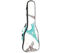 Zaino per ukulele da concerto, resistente custodia per ukulele con custodia, per concerti soprano, ukulele tenore, 10 mm, borsa imbottita Torre Eiffel Parigi
