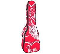 Zaino per ukulele da concerto, resistente custodia per ukulele con custodia, per concerti soprano, ukulele tenore, 10 mm, borsa imbottita Parigi Eiffel Tower Love Red