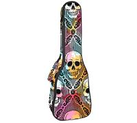 Zaino per ukulele da concerto, resistente custodia per ukulele con custodia, per concerti soprano, ukulele tenore da 10 mm, borsa imbottita Boho Punk Gothic Skull Head