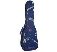 Zaino per ukulele da concerto, resistente custodia per ukulele con custodia, per concerti soprano, ukulele tenore da 10 mm, borsa imbottita Parigi Torre Eiffel Papillon Navy