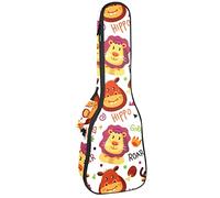 Zaino per ukulele da concerto, resistente custodia per ukulele con custodia, per concerti soprano, ukulele tenore da 10 mm, borsa imbottita nera con pecora animali leone parole