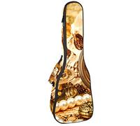 Zaino per ukulele da concerto, resistente custodia per ukulele con custodia, per concerti soprano, ukulele tenore, 10 mm, borsa imbottita vintage con teschio pirata tesori
