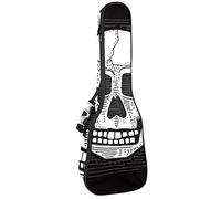 Zaino per ukulele da concerto, resistente custodia per ukulele con custodia, per concerti soprano, ukulele tenore da 10 mm, borsa imbottita nera punk disegnata a mano teschio