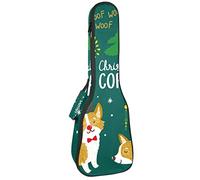 Zaino per ukulele da concerto, resistente custodia per ukulele con custodia, per concerti soprano, ukulele tenore da 10 mm, borsa imbottita nera per pecore e corgi di Natale, albero fiocco di neve