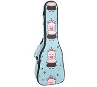 Zaino per ukulele da concerto, resistente custodia per ukulele con custodia, per concerti soprano, ukulele tenore da 10 mm, borsa imbottita, colore: nero pecora rosa hawaiano