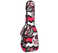 Zaino per ukulele da concerto, resistente custodia per ukulele con custodia, per concerti soprano, ukulele tenore da 10 mm, borsa imbottita con testa di cranio punk gotico con testa di cranio rosa