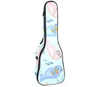 Zaino per ukulele da concerto, resistente custodia per ukulele con custodia, per concerti soprano, ukulele tenore da 10 mm, borsa imbottita nera con leone di pecora marino, con palla