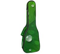 Zaino per ukulele da concerto, resistente custodia per ukulele con custodia, per concerti soprano, ukulele tenore da 10 mm, borsa imbottita nera con gocce d'acqua su foglia verde