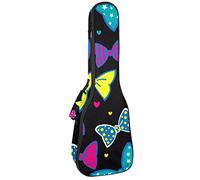 Zaino per ukulele da concerto, resistente custodia per ukulele con custodia, per concerti soprano, ukulele tenore, 10 mm, borsa imbottita colorata blu con fiocco rosa piccolo cuore