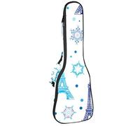 Zaino per ukulele da concerto, resistente custodia per ukulele con custodia, per concerti soprano, ukulele tenore, 10 mm, borsa imbottita invernale Parigi Torre Eiffel