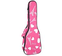 Zaino per ukulele da concerto, resistente custodia per ukulele con custodia, per concerti soprano, ukulele tenore, 10 mm, borsa imbottita Parigi Torre Eiffel rosa
