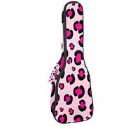 Zaino per ukulele da concerto, resistente custodia per ukulele con custodia, per concerti soprano, ukulele tenore da 10 mm, borsa imbottita da ragazza, rosa rosato leopardato