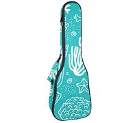 Zaino per ukulele da concerto, resistente custodia per ukulele con custodia, per concerti soprano, ukulele tenore, 10 mm, borsa imbottita, pecora nera, conchiglia di corallo bianco, stella marina