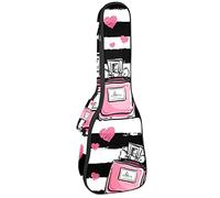 Zaino per ukulele da concerto, resistente custodia per ukulele con custodia, per concerti soprano, ukulele tenore da 10 mm, borsa imbottita con motivo a righe rosa