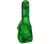 Zaino per ukulele da concerto, resistente custodia per ukulele con custodia, per concerti, ukulele tenore soprano, 10 mm, borsa imbottita verde foglie di trifoglio naturale