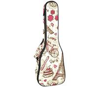 Zaino per ukulele da concerto, resistente custodia per ukulele con custodia, per concerti, ukulele tenore, 10 mm, borsa imbottita Parigi Torre Eiffel