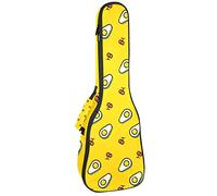 Zaino per ukulele da concerto, resistente custodia per ukulele con custodia, per concerti, ukulele tenore soprano, 10 mm, borsa imbottita con motivo avocado ciliegia gialla