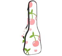 Zaino per ukulele da concerto, resistente custodia per ukulele con custodia, per concerti, ukulele tenore soprano, 10 mm, borsa imbottita con ciliegie di frutta rosa corallo