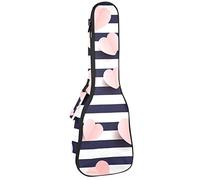 Zaino per ukulele da concerto, resistente custodia per ukulele con custodia, per concerti, ukulele tenore soprano, 10 mm, borsa imbottita con cuori rosa a righe