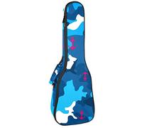 Zaino per ukulele da concerto, resistente custodia per ukulele con custodia, per concerti, ukulele tenore soprano, 10 mm, borsa imbottita Shark Camo blu