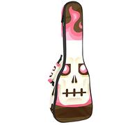 Zaino per ukulele da concerto, resistente custodia per ukulele con custodia, per ukulele tenore da concerto soprano, 10 mm, borsa imbottita con teschio, rosa fiammeggiante