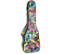 Zaino per ukulele da concerto, resistente custodia per ukulele con custodia, ukulele tenore da concerto soprano 10 mm, imbottito bagcolorato esagonale geometrico mosaico