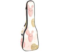 Zaino per ukulele da concerto, resistente custodia per ukulele con custodia, ukulele tenore da concerto soprano 10 mm, borsa imbottita con motivo cactus disegnato a mano, rosa giallo stellato