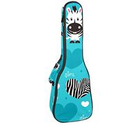 Zaino per ukulele da concerto, resistente custodia per ukulele con custodia, Ukulele tenore soprano, 10 mm, borsa imbottita con zebre cuore blu