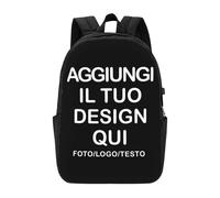 Zaino personalizzata il tuo con Foto Testo Nome o logo - personalizzabile, per bambini, unisex, Zaino scolastico leggero per studenti, viaggi, campeggio e ritorno a scuola