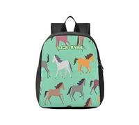 Zaino personalizzato Cavalli del bambino Pittura di arte Mini Zaino Ragazzi/Ragazze Animale Zaino Personalizzabile Asilo Borse Pre School 13 Pollici, Multi