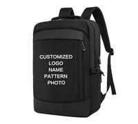 Zaino Personalizzato con Logo e Testo Personalizzato, Zaino per Computer Da Uomo, Borsa Da Viaggio Di Grande Capacità, Borsa per Laptop Aziendale con Nome Stampato Black 1,48 * 32 * 14cm