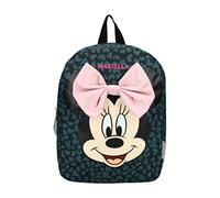 Zaino personalizzato per asilo Disney Minnie Mouse con nome ragazza | Piccolo zaino per bambini zaino per il tempo libero con grande fiocco e pois, Verde scuro con cuoricini, 31 x 23 x 9 cm