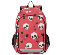 Zaino personalizzato per bambini 8-12: borse per libri regolabili per bambini in colori assortiti - Teschio cartone animato cuore felice rosso