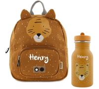 Zaino personalizzato per bambini con nome, design Trixie Tiger, ideale per l'asilo, Kita, cinghie regolabili, cerniere per bambini, opzionale con borraccia Tiger