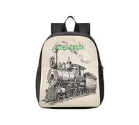Zaino personalizzato per bambini, locomotiva a vapore, mini zaino per ragazzi/ragazze, treno vintage, personalizzabile, per asilo e scuola materna da 13 pollici, Multi