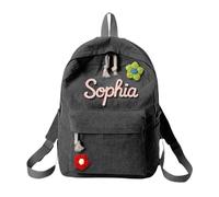 Zaino personalizzato per ragazze e ragazze, borsa per la scuola tessuta corda di cotone, borsa per la scuola dell'alfabeto per e laptop zaini da uomo (nero, B)