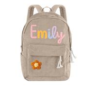 Zaino Personalizzato Per Ragazze, Nome Personalizzato Corduroy Cotone Zaini, Borsa Scolastica, Ritorno A Scuola Regali Per Bambini, Asilo Materno, College